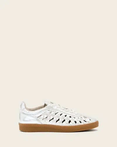 Allsaints Leather Velma Leather Woven Trainers In Gray
