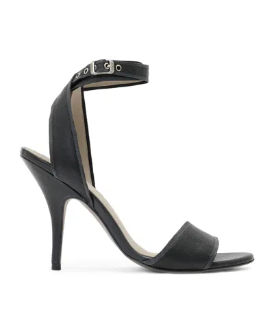 Allsaints Leather Vera Heeled Sandals In Black