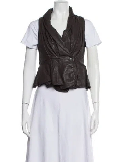 Pre-owned Allsaints Leather Vest In Brown