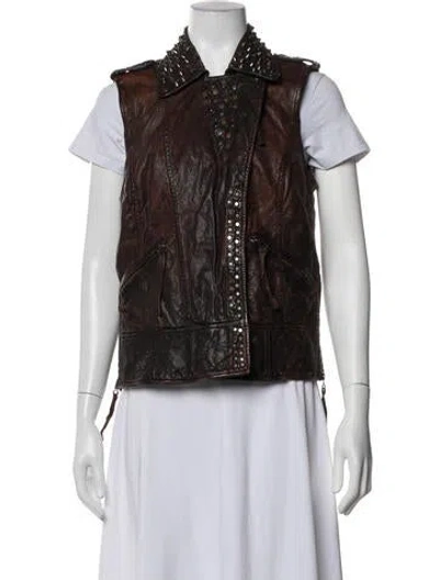 Pre-owned Allsaints Leather Vest In Brown
