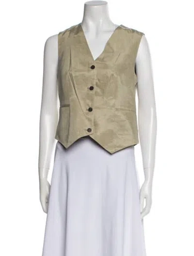 Pre-owned Allsaints Leather Vest W/ Tags In Neutral