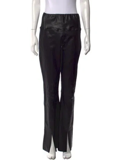 Pre-owned Allsaints Leather Wide Leg Pants In Black