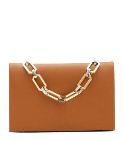 Allsaints Leather Yua Clutch Bag In Desert Tan