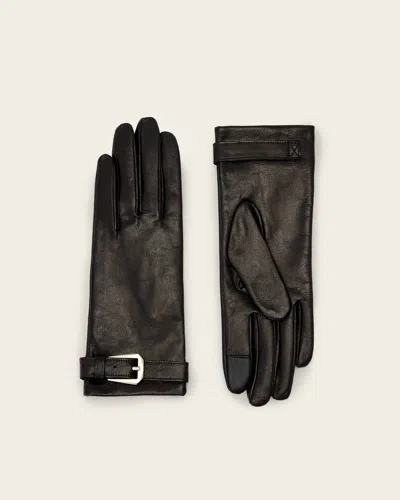 Allsaints Leather Yuna Leather Gloves In Black