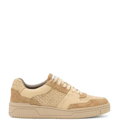 Allsaints Leather-raffia Hix Sneakers In Brown