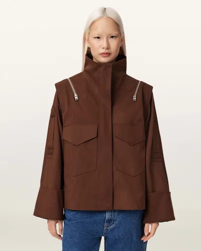 Allsaints Leighton Cotton Utility Jacket In Brown