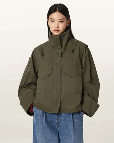 Allsaints Leighton Cotton Utility Jacket In Green