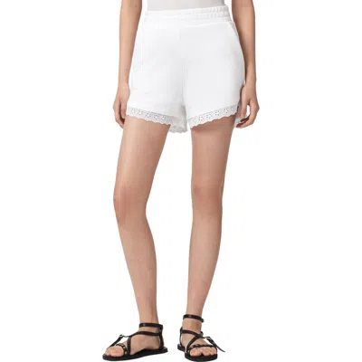 Allsaints Lele Eyelet Trim Cotton Shorts In White
