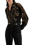 Allsaints Len Printed Cropped Tie Up Shirt