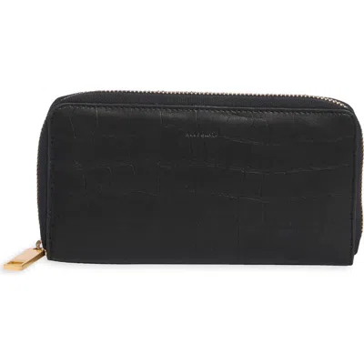 Allsaints Lena Croc Embossed Continental Wallet In Black