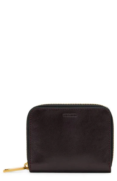 Allsaints Lena Hex Leather Zip Wallet In Black
