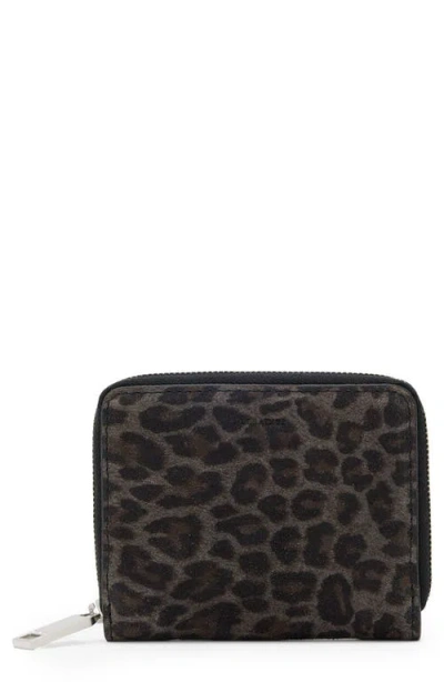 Allsaints Lena Hex Leather Zip Wallet In Black