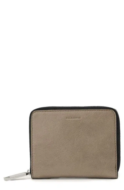 Allsaints Lena Hex Leather Zip Wallet In Brown