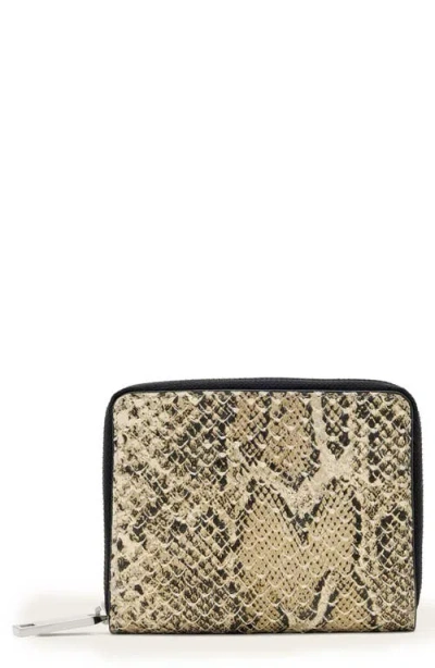 Allsaints Lena Hex Leather Zip Wallet In Gray