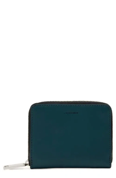 Allsaints Lena Hex Leather Zip Wallet In Green