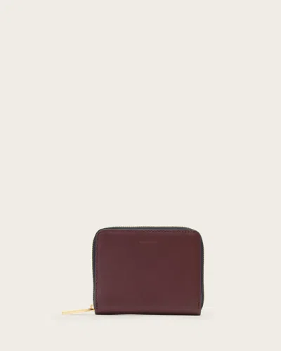 Allsaints Lena Hex Zip Up Leather Wallet, In Red