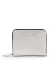 Allsaints Lena Hex Metallic Leather Zip Wallet In Silver