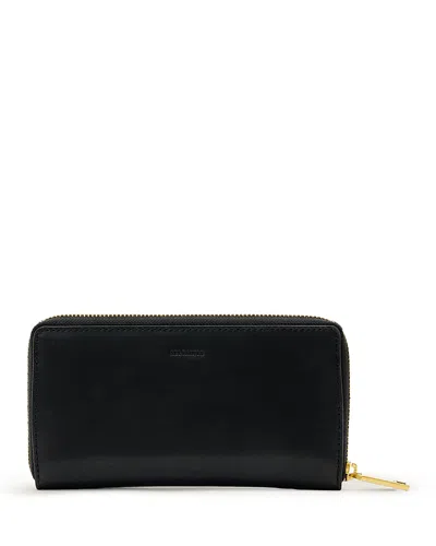 Allsaints Lena Leather Continental Wallet In Black