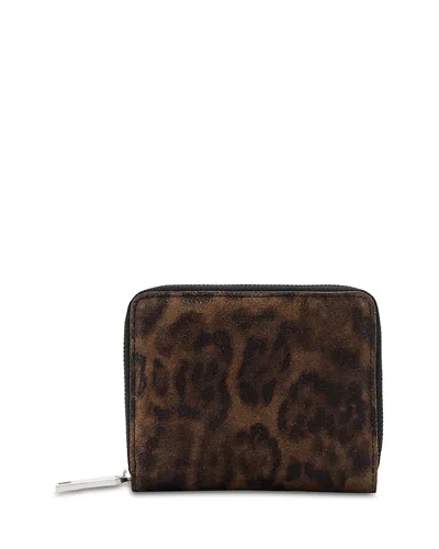 ALLSAINTS LENA LEOPARD PRINT SUEDE WALLET
