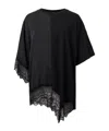 Allsaints Womens Black Lenny Round-neck Lace-embroidered Cotton T-shirt In Black