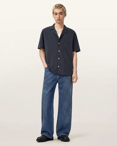 Allsaints Lenny Loose Fit Wide Leg Denim Jeans In Blue