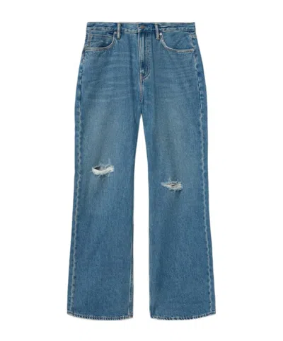 Allsaints Lenny Loose Fit Wide Leg Denim Jeans In Blue