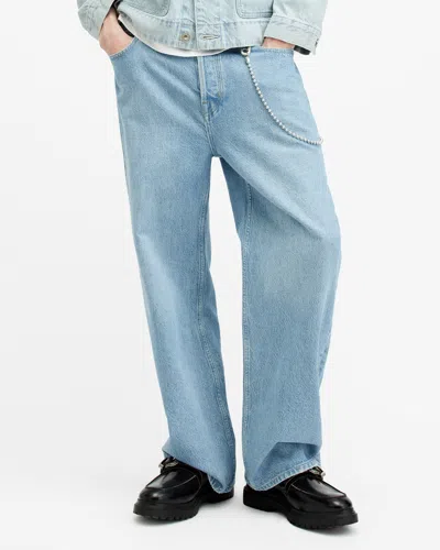 Allsaints Lenny Loose Fit Wide Leg Denim Jeans In Indigo Blue