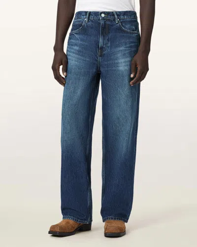 Allsaints Lenny Loose Fit Wide Leg Denim Jeans In Blue