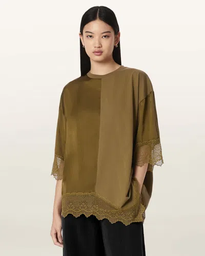 Allsaints Lenny Short Sleeve Lace T-shirt In Multi