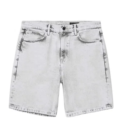 Allsaints Mens Bleached Grey Lenny Regular-fit Denim Shorts In Gray
