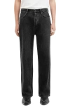 Allsaints Lenny Loose Fit Wide Leg Denim Jeans In Washed Black