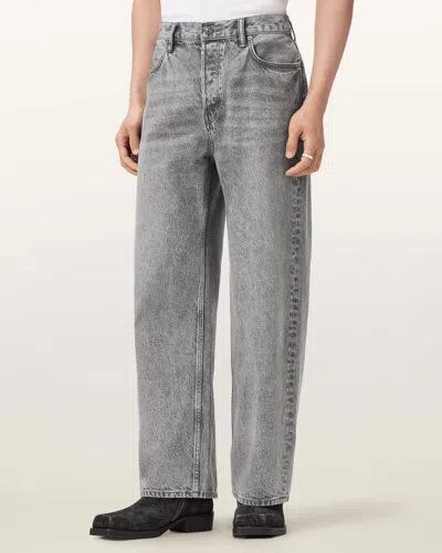 Allsaints Lenny Wide Leg Denim Jeans In Gray