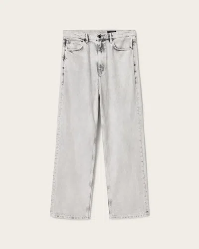 Allsaints Mens Bleached Grey Lenny Wide-leg Bleached Denim Jeans In Gray