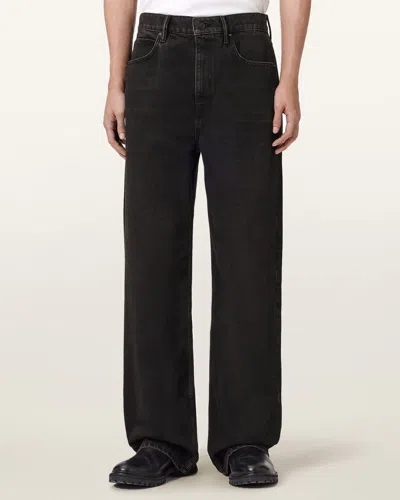 Allsaints Lenny Wide Leg Denim Jeans In Black