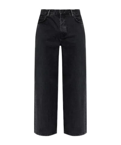 Allsaints Buttoned Wide-leg Jeans In Black