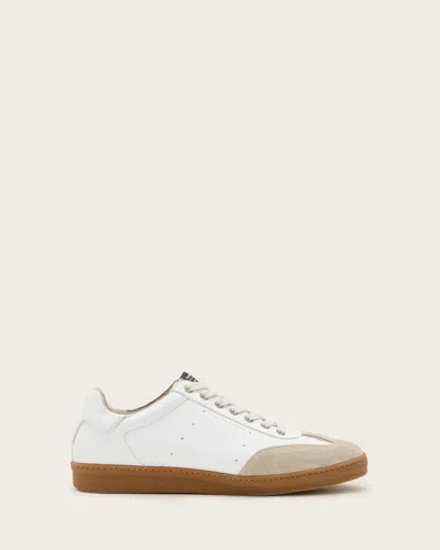 Allsaints Leo Low Top Leather Trainers In White/gum