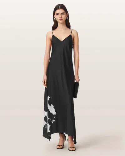 Allsaints Leona Lightweight Maxi Slip Dress In Black