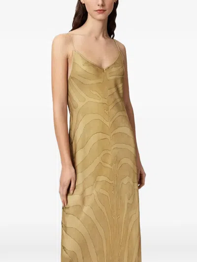 Allsaints Leona Zebra-print Maxi Dress In Multi