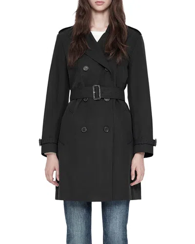Allsaints Leonard Cotton Blend Trench Coat In Black