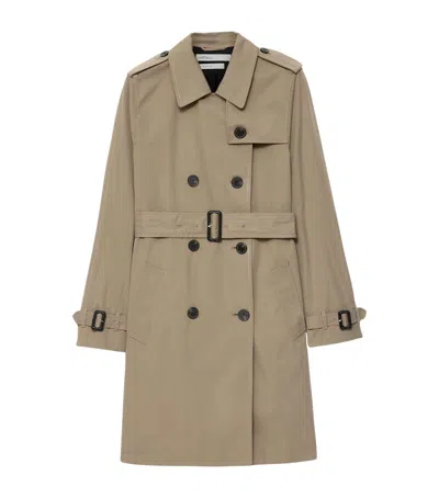 Allsaints Womens Leonard Double-breasted Cotton-blend Trench Coat Mushroom Brown In Neutral