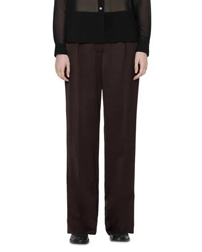 Allsaints Leonie Satin Wide Leg Pants In Burgundy