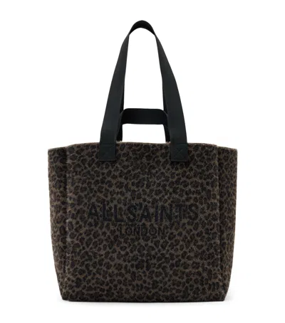 Allsaints Leopard Izzy Tote Bag In Brown