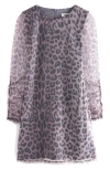 Allsaints Leopard Print Long Sleeve Mesh Minidress In Brown