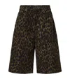 Allsaints Womens Leppo Brown Louie Leopard-print A-line Long Cotton Shorts