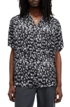 Allsaints Leopaz Relaxed Fit Short Sleeve Camp Shirt In Black