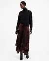 Allsaints Lerin Metallic Asymmetric Maxi Skirt In Metallic Red