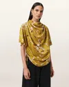Allsaints Womens Armada Deep Ye Leslie Floral-print Viscose And Silk-blend Top In Yellow