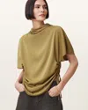 Allsaints Leslie Side Ruched Top In Brown