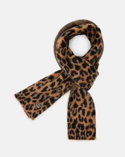 Allsaints Lex Leopard Print Brushed Scarf In Camel Brown