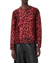 Allsaints Lex Leopard Print Crewneck Sweater In Red